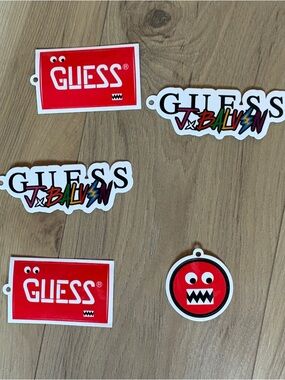 Guess Red Logo & Multicolor J Balvin Sticker Set